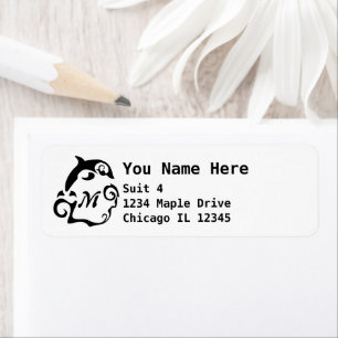 Silhouette Dolphin in a Black Zee Wave Monogram Etiket
