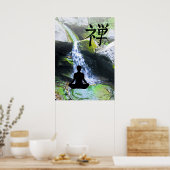 Silhouette doordrukken met waterval poster (Keuken)