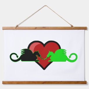 Silhouette Draak Liefde Hangend Wandkleed