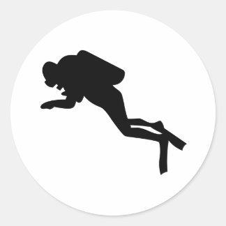 Silhouette du plongeur - Sticker rond