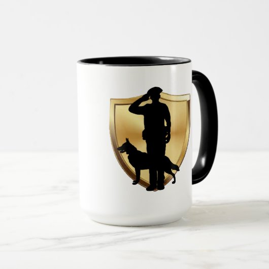 Silhouette du policier et de la Mug de Chien K-9 (Devant droit)