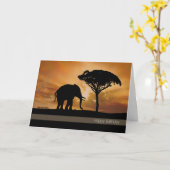 Silhouette Elephant Avec Carte D'Anniversaire Au c (Fleur jaune)
