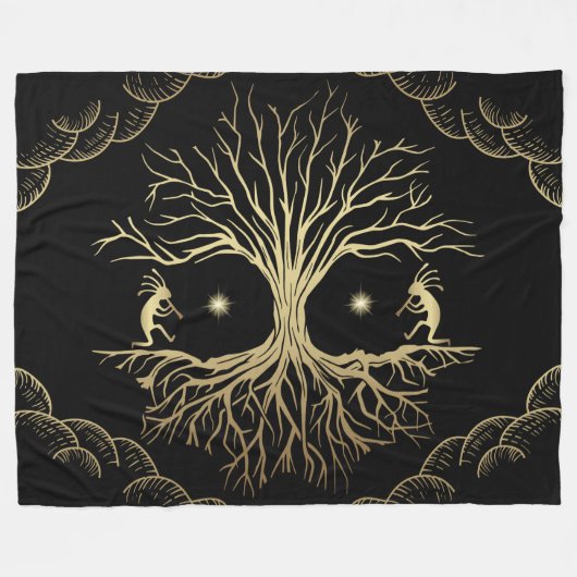 Silhouette en or Couverture en polaire Kokopelli (Devant (Horizontal))