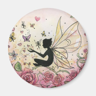Silhouette en Rozen Magneet