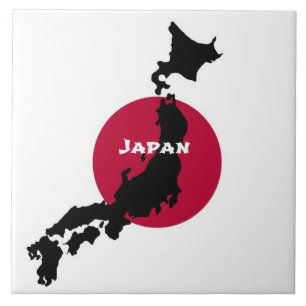 Silhouette en vlag van Japan Tegeltje