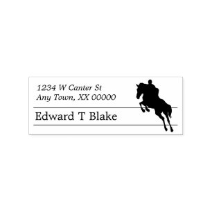 Silhouette Equestrian Jumping Return Address Rubberstempel
