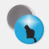 Silhouette et étoile de chat noir - aimant (Recto/Verso)