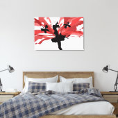 Silhouette Fairy met rode bloemenvleugels – Elegan Canvas Afdruk (Insitu (Slaapkamer))