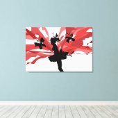 Silhouette Fairy met rode bloemenvleugels – Elegan Canvas Afdruk (Insitu (Houten vloer))