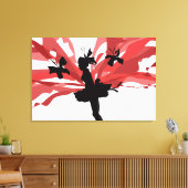 Silhouette Fairy met rode bloemenvleugels – Elegan Canvas Afdruk (Insitu (Woonkamer))
