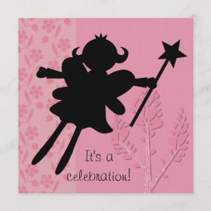 Silhouette Fairy Princess Birthday Invitation Kaart