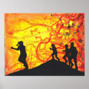Silhouette Fast Kind Zombie Horreur poster d'art