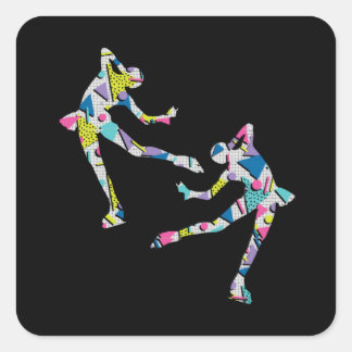 Silhouette Figure Skating Skater Vierkante Sticker