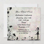 Silhouette fille avec Invitation de graduation pap (Dos)