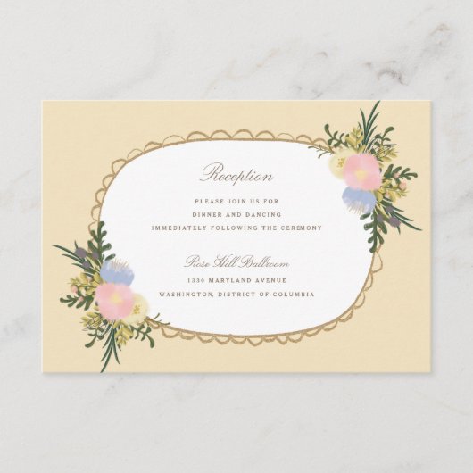 Silhouette Floral Wedding Reception Card Informatiekaartje (Voorkant)