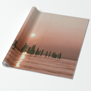 SILHOUETTE FOTO VAN PERSOONLIJKE HOLDING BOAT PADD CADEAUPAPIER