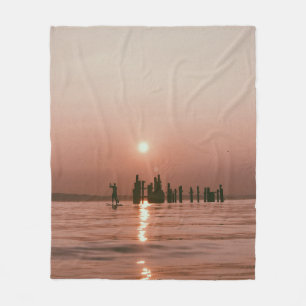 SILHOUETTE FOTO VAN PERSOONLIJKE HOLDING BOAT PADD FLEECE DEKEN