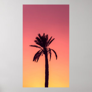 Silhouette-fotografie van palmboom poster