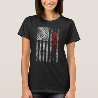 Silhouette Fuse Cutout American Flag Lineman T-shirt