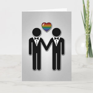 Silhouette Gay Grooms met regenbooghart Kaart
