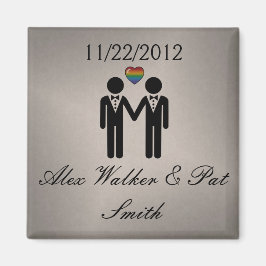 Silhouette Gay Grooms met regenbooghart Magneet