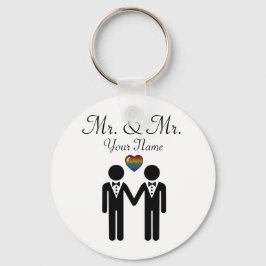 Silhouette Gay Grooms met regenbooghart Sleutelhanger