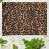 Silhouette Girl | Tan Leopard Animal Print Theedoek (Gevouwen)