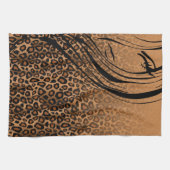 Silhouette Girl | Tan Leopard Animal Print Theedoek (Horizontaal)