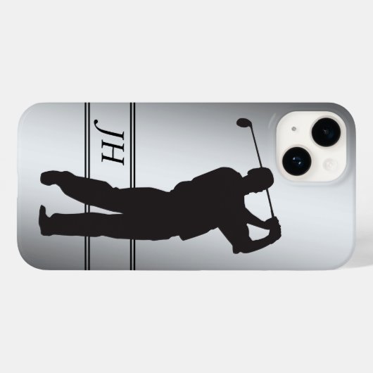 Silhouette Golfer Monogram Case-Mate iPhone Case (Achterkant (horizontaal))
