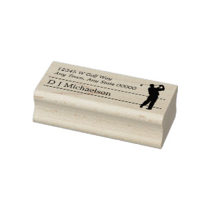 Silhouette Golfer Retouradres Houten Kunststempel Rubberstempel