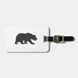 Silhouette grizzly beer-Kies achtergrondkleur Bagagelabel
