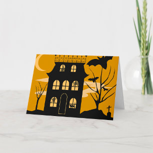 Silhouette Halloween House Wenskaarten Kaart