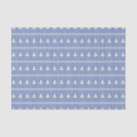 Silhouette Holiday Trees Pattern Blue Tissuepapier (Voorkant)