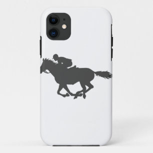Silhouette horse jockey - Kies achtergrondkleur iPhone 11 Hoesje