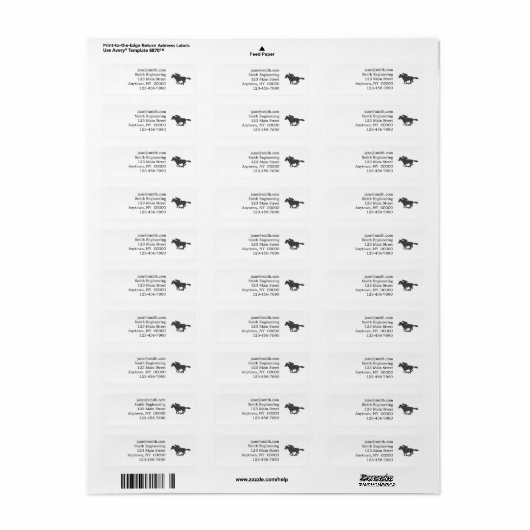 Silhouette horse jockey - Kies achtergrondkleur Etiket (Full Sheet)