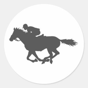 Silhouette horse jockey - Kies achtergrondkleur Ronde Sticker
