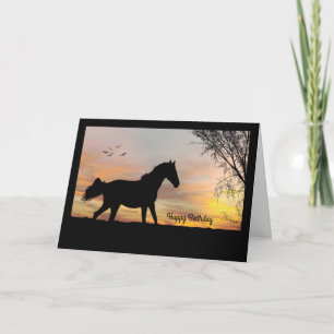 Silhouette Horse w / Sunset Verjaardag Kaart