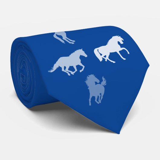 Silhouette Horses | Deep Blue Stropdas (Opgerold)