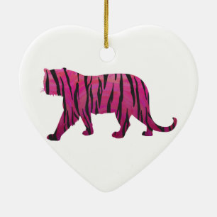 Silhouette Hot Pink en Black Tiger Keramisch Ornament