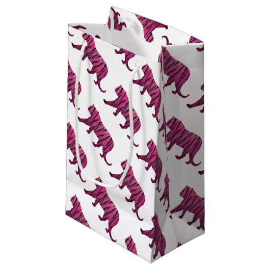 Silhouette Hot Pink en Black Tiger Klein Cadeauzakje (Voorkant Gekanteld)