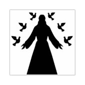 Silhouette Jesus met duiven Rubberstempel (Afrduk)