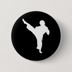Silhouette Karate Fighter Shotokan Martial Arts Ta Ronde Button 5,7 Cm