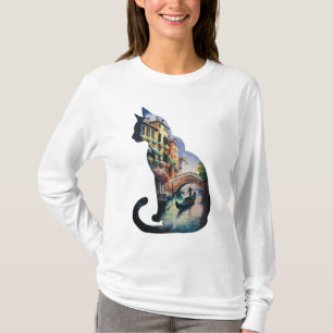 Silhouette kat schilderen kunst in Italië T-shirt