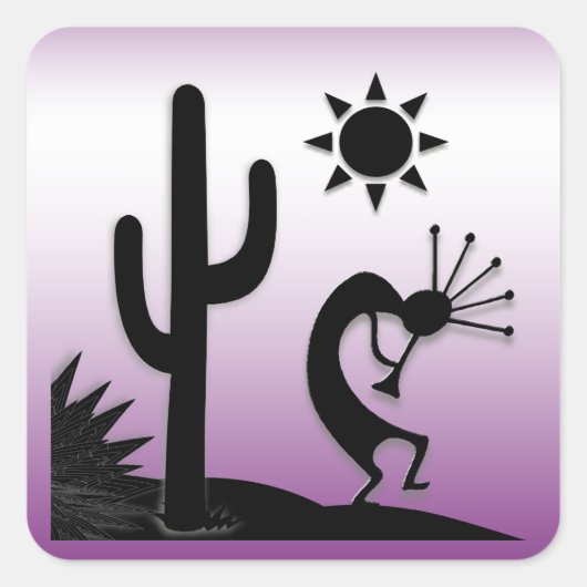 Silhouette Kokopelli Vierkante Sticker (Voorkant)