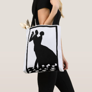 silhouette koppels dansen in het donker draagtas