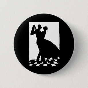 silhouette koppels dansen in het donker ronde button 5,7 cm
