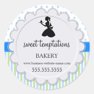 Silhouette Lady en Cupcake Bakery Packaging Ronde Sticker