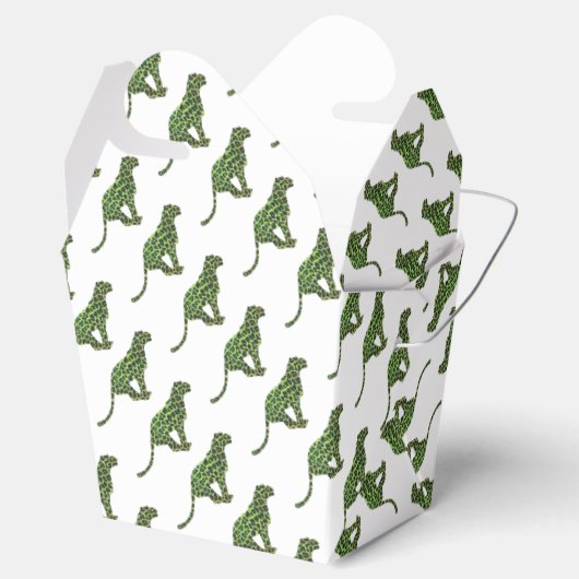 Silhouette Leopard Black en Green Bedankdoosjes (Geopend)