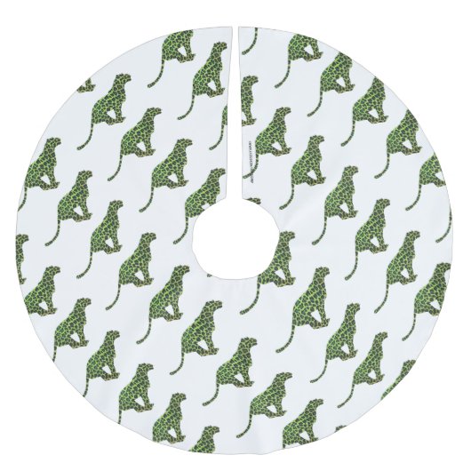 Silhouette Leopard Black en Green Kerstboom Rok (Voorkant)