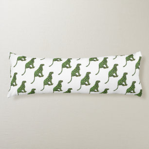 Silhouette Leopard Black en Green Lichaamskussen